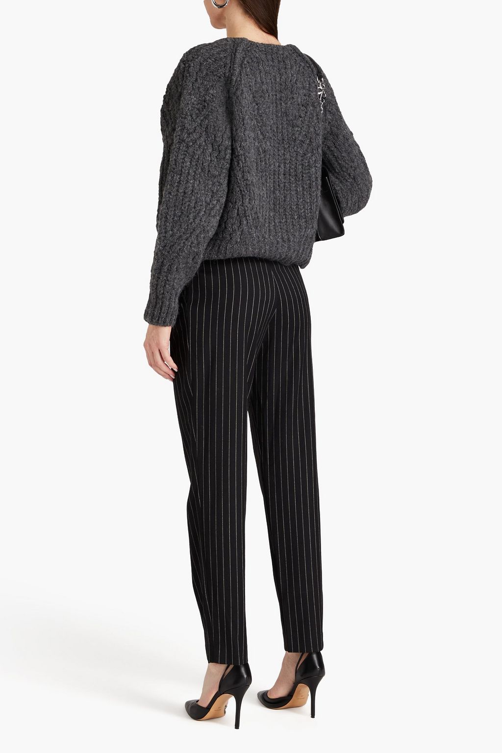 IRO Karottenhose aus einer Wollmischung mit Nadelstreifen und Falten