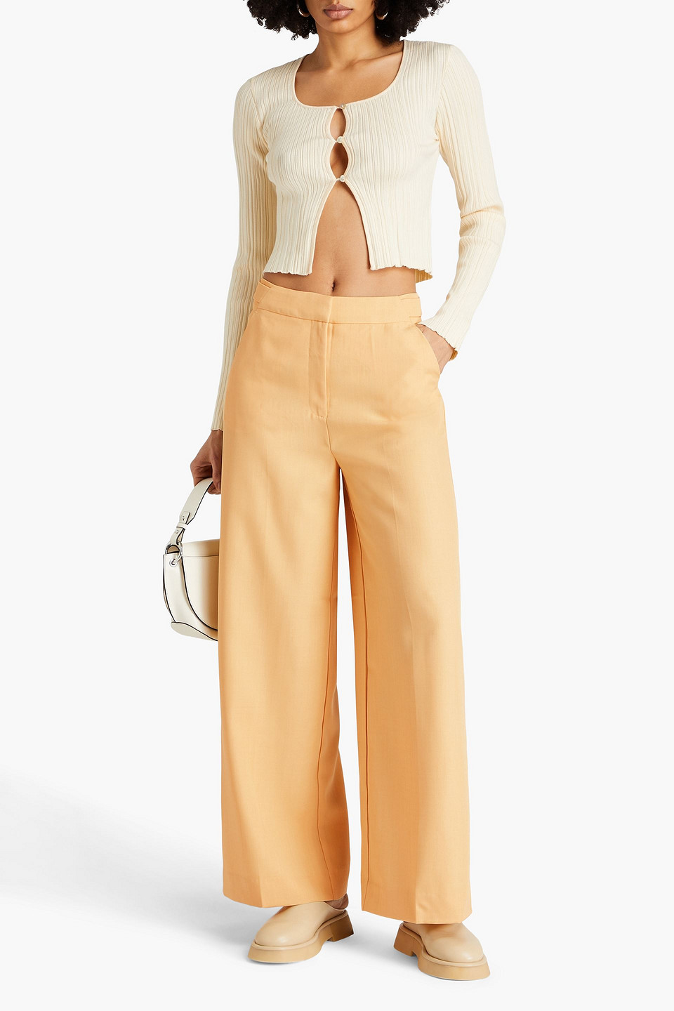 Shop Holzweiler Twill Wide-leg Pants In Pastel Orange