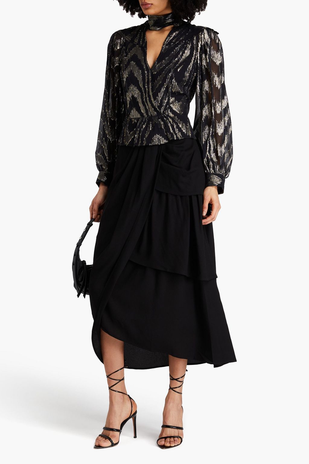 IRO Lila metallic fil coupé silk-georgette blouse