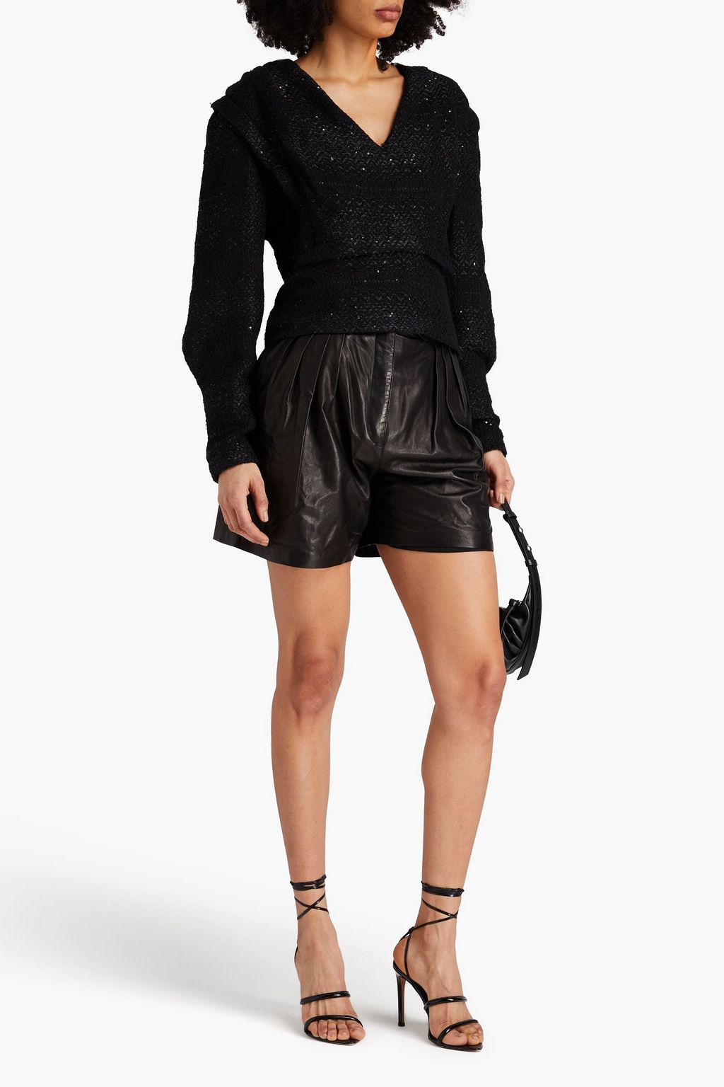 IRO Hateya sequin-embellished metallic cotton-blend tweed blouse