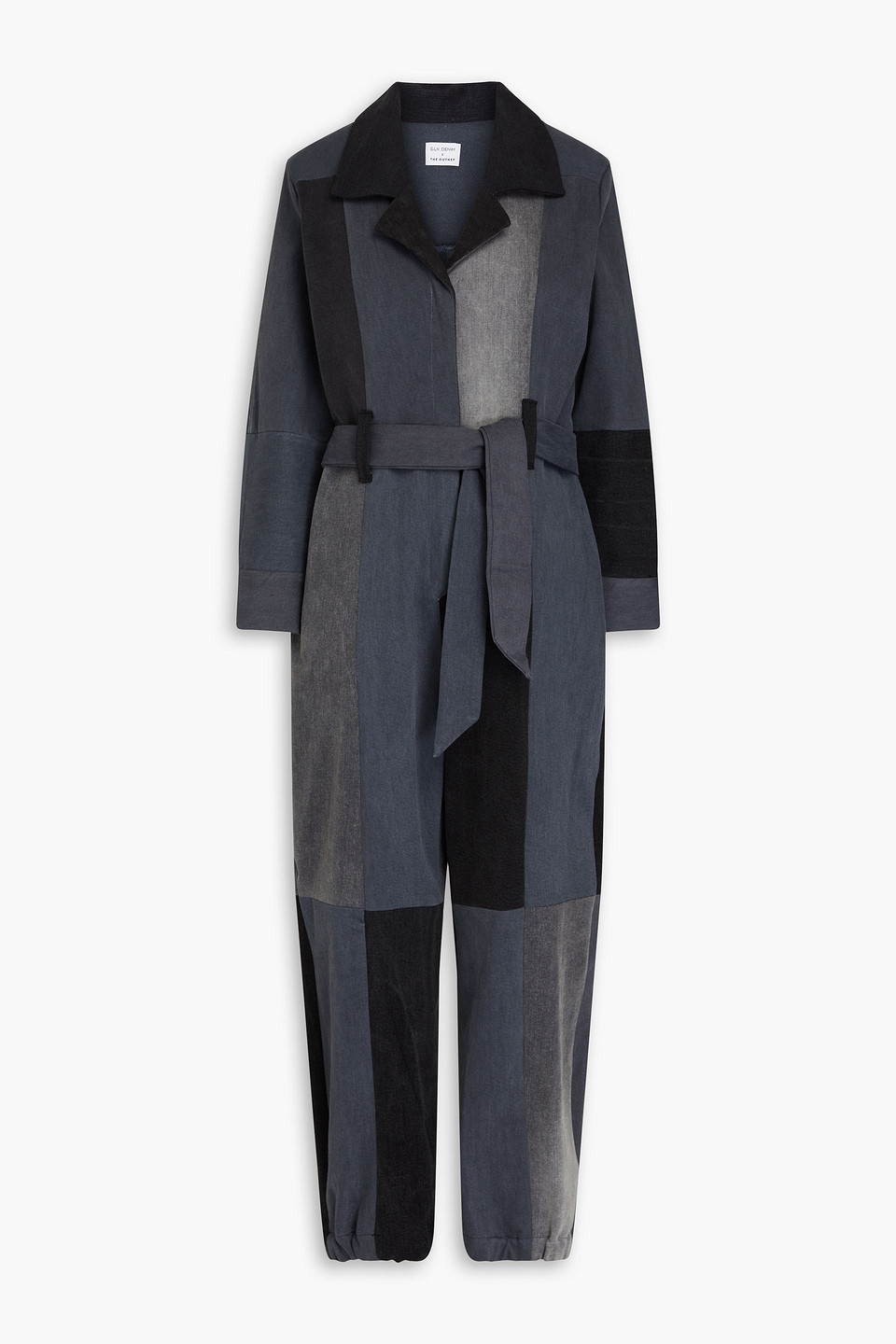 E.l.v. Denim X The Outnet The Patchwork Denim Jumpsuit In Anthracite