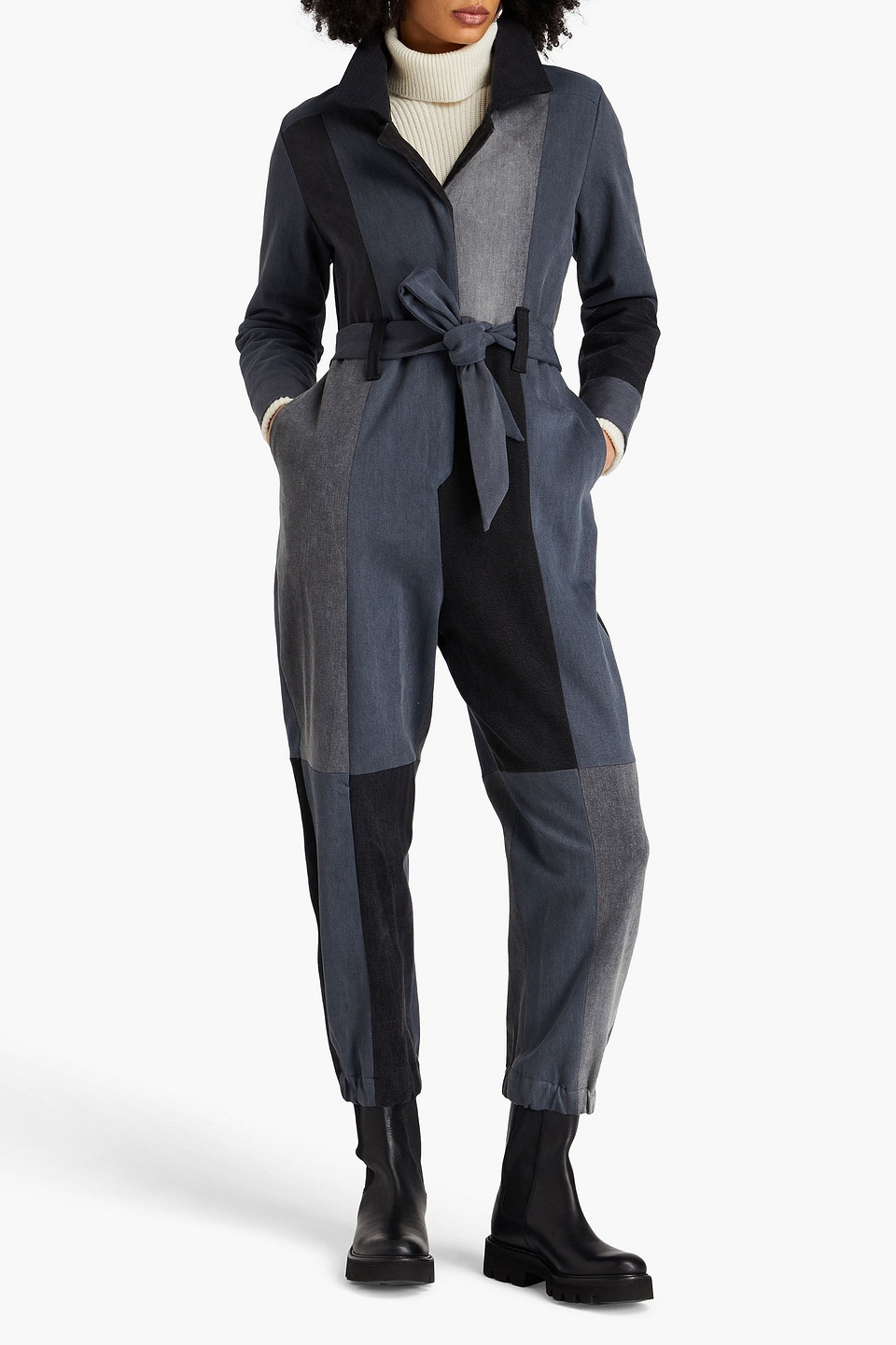 E.L.V. DENIM X THE OUTNET THE PATCHWORK DENIM JUMPSUIT