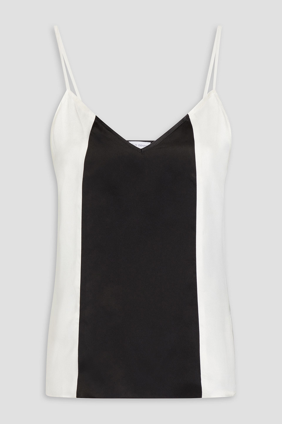 E.l.v. Denim X The Outnet The Monochrome Two-tone Silk-satin Camisole In Ivory