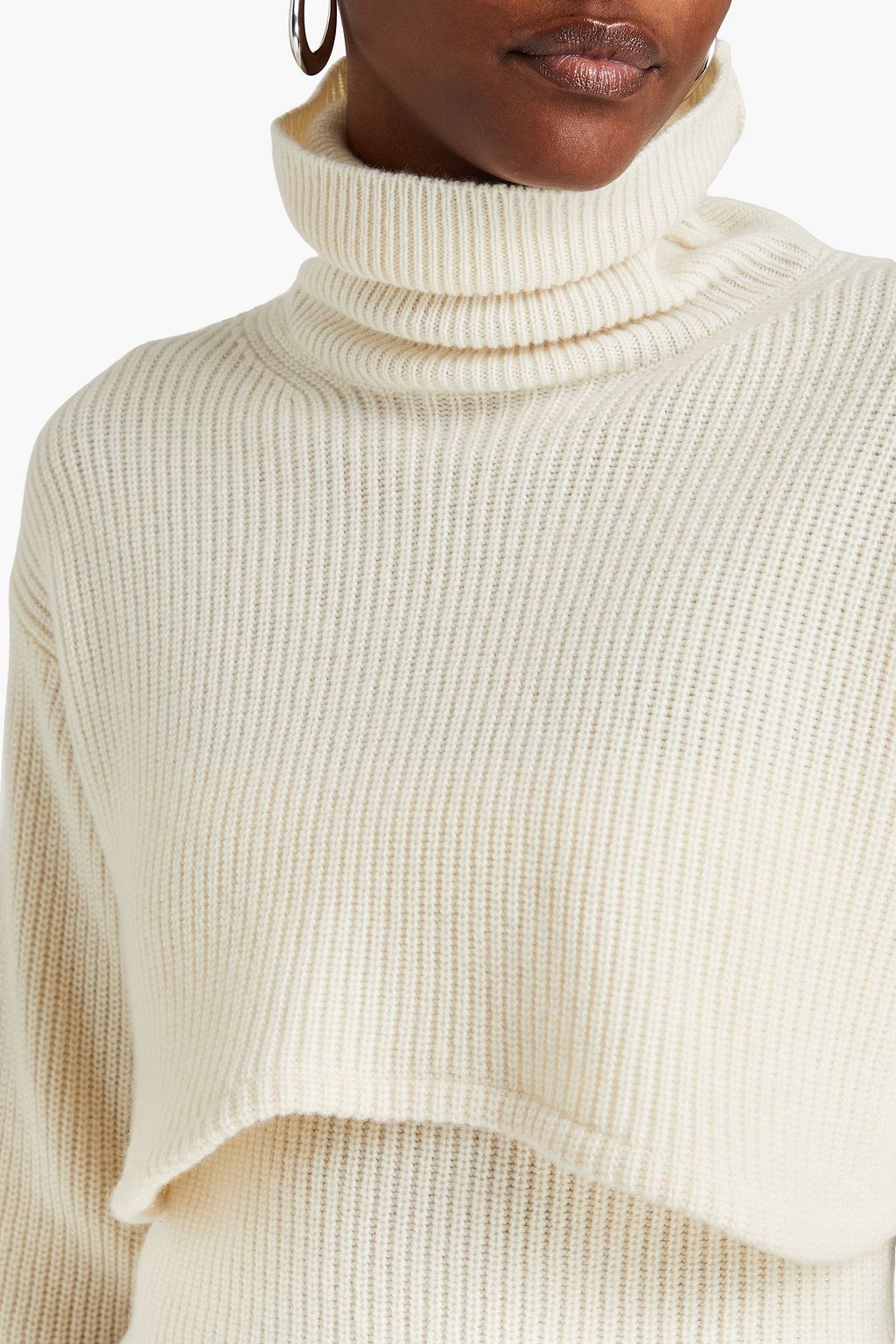 E.L.V. DENIM X THE OUTNET طقم “ذا تشانكي” مكون من بلوزة وكنزة رياضية بياقة عالية مصنوعة من الكشمير المضلع