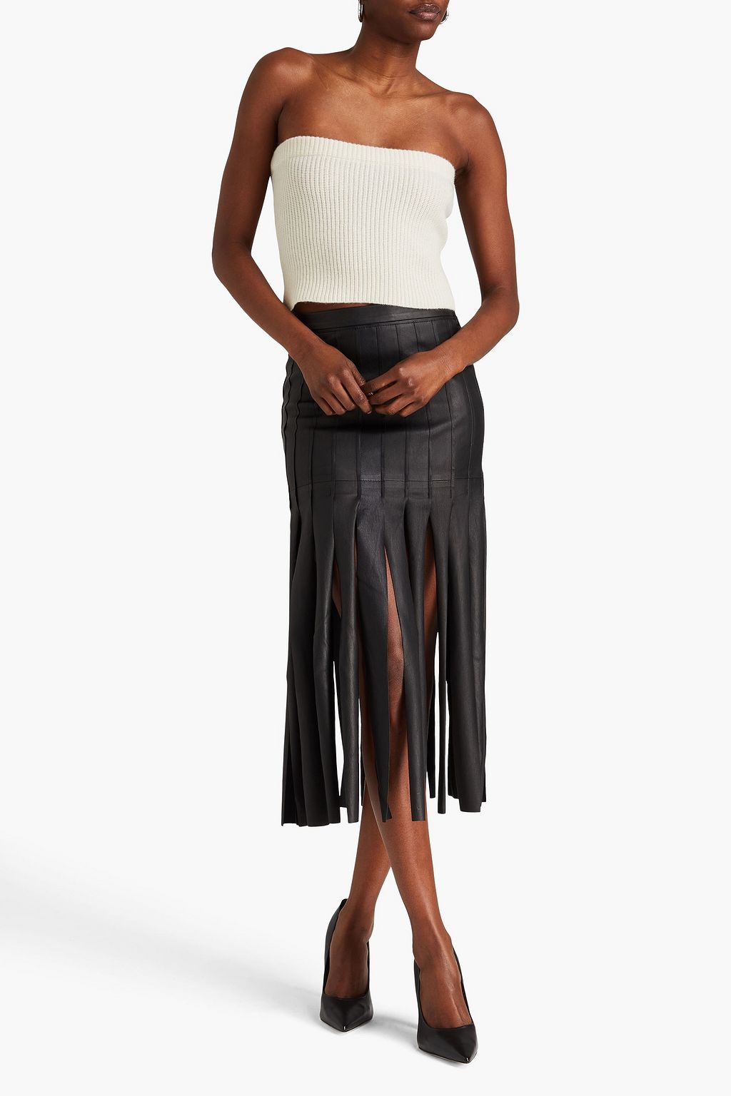 E.L.V. DENIM X THE OUTNET طقم “ذا تشانكي” مكون من بلوزة وكنزة رياضية بياقة عالية مصنوعة من الكشمير المضلع