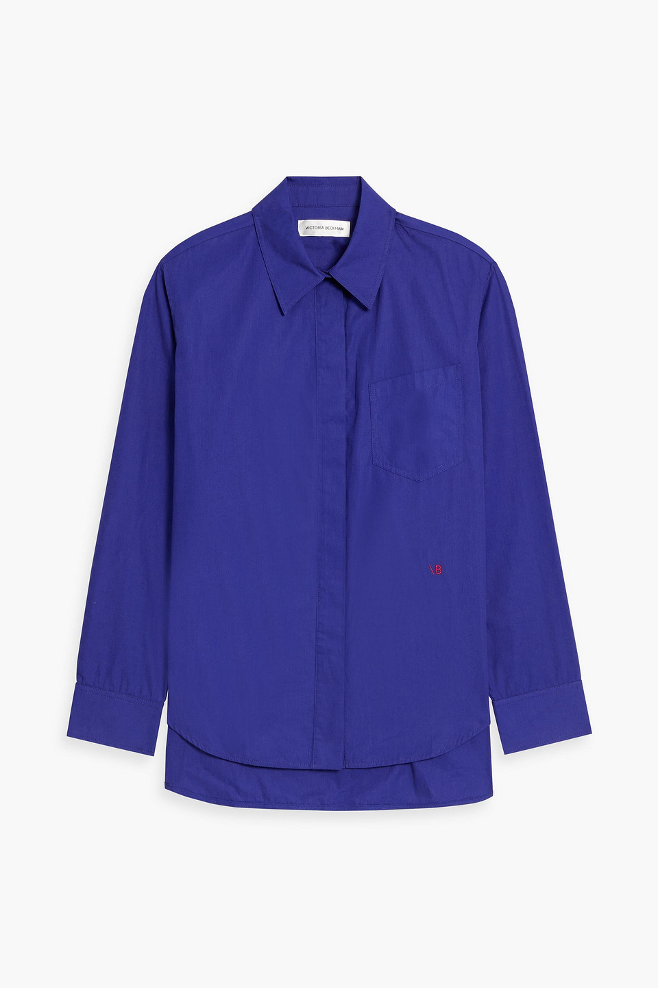 Victoria Beckham Cutout Cotton-poplin Shirt In Royal Blue