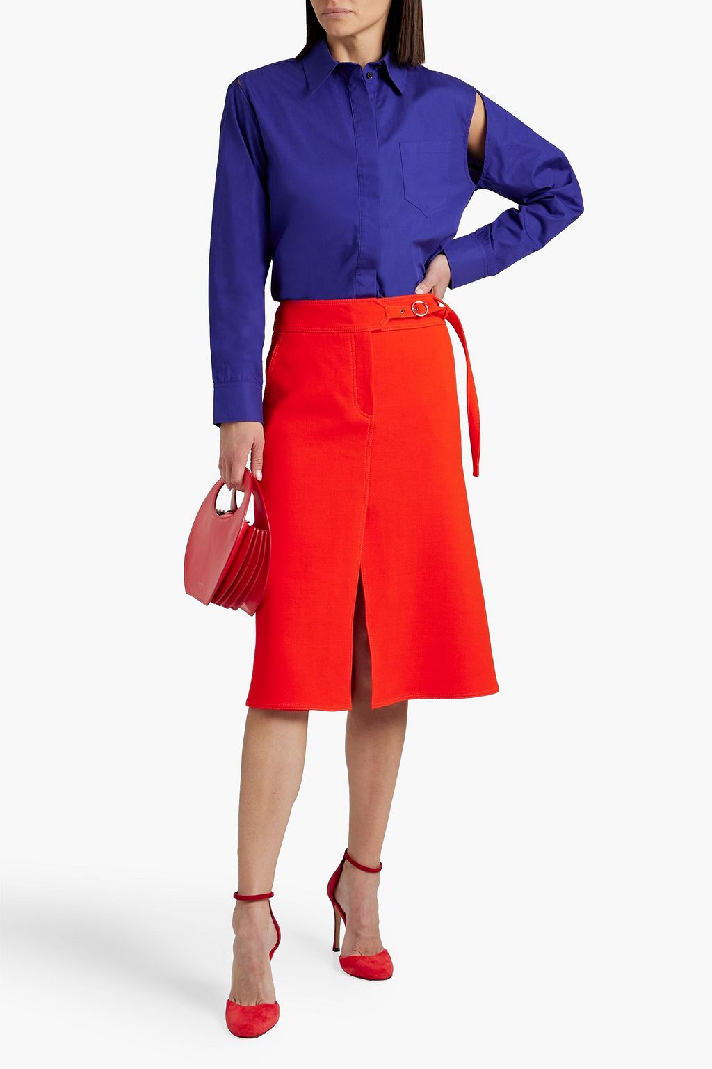 VICTORIA BECKHAM Cutout cotton-poplin shirt