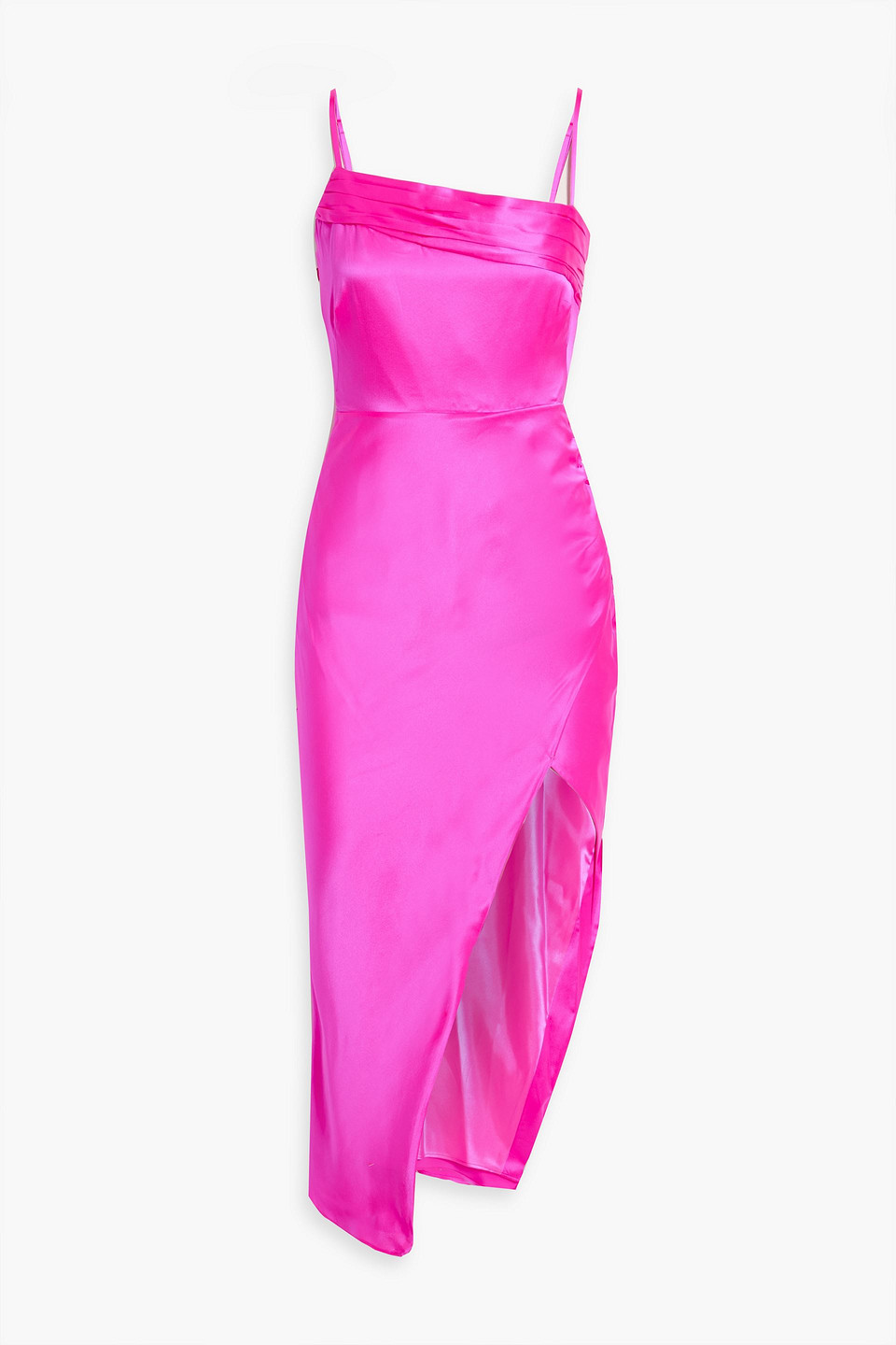 Nicholas Skyler Draped Silk-satin Midi Dress In Bright Pink