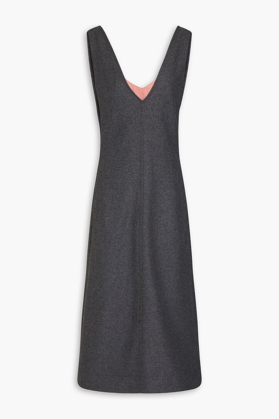 E.l.v. Denim X The Outnet The Tunic Wool-flannel Midi Dress In Anthracite