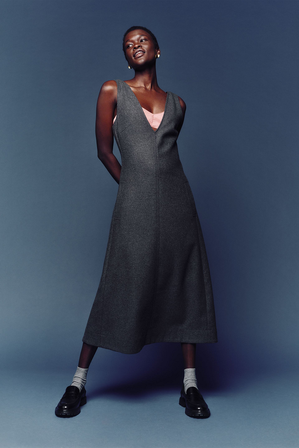 E.L.V. DENIM X THE OUTNET THE TUNIC WOOL-FLANNEL MIDI DRESS