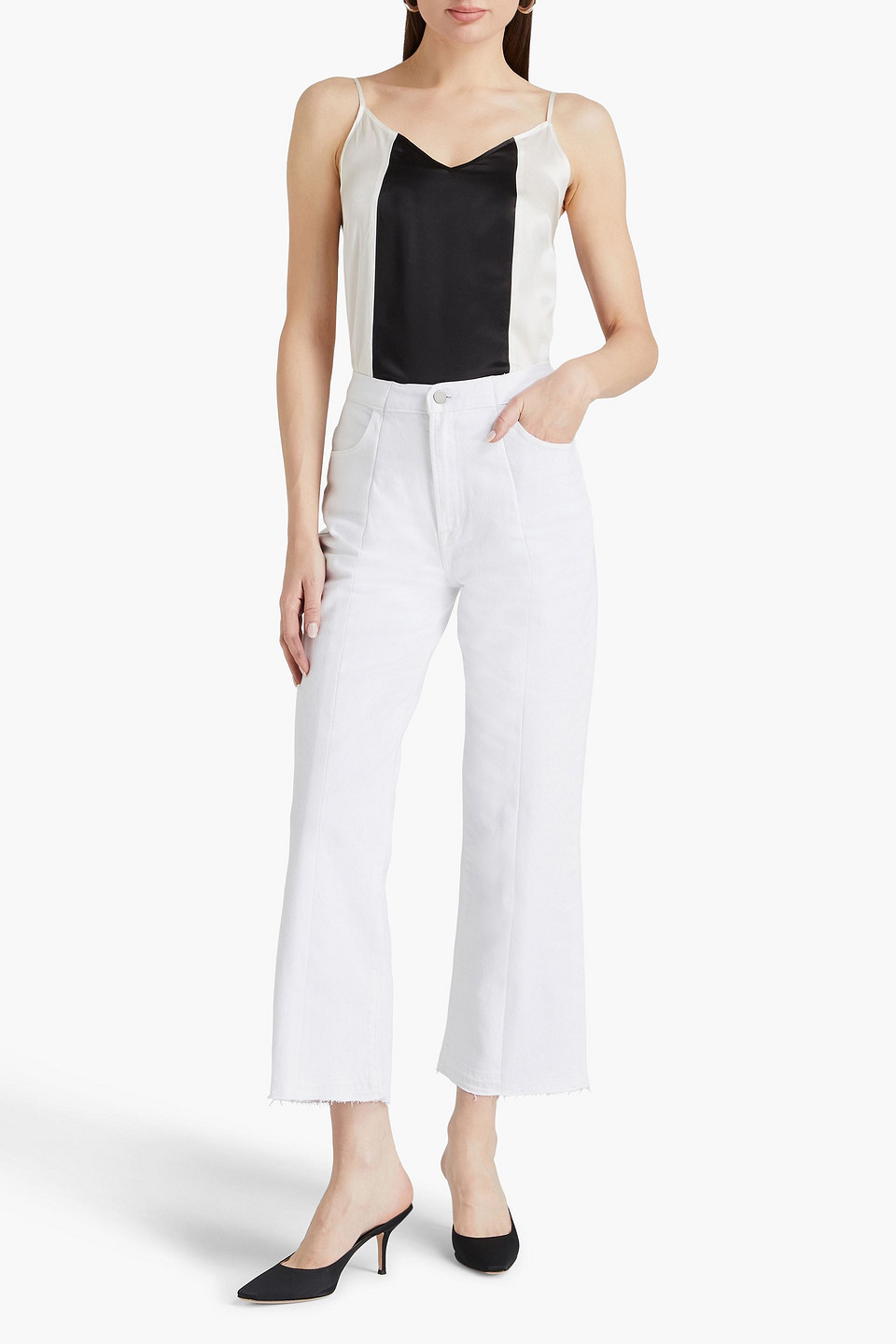 Shop E.l.v. Denim X The Outnet The High-rise Flared Jeans In White