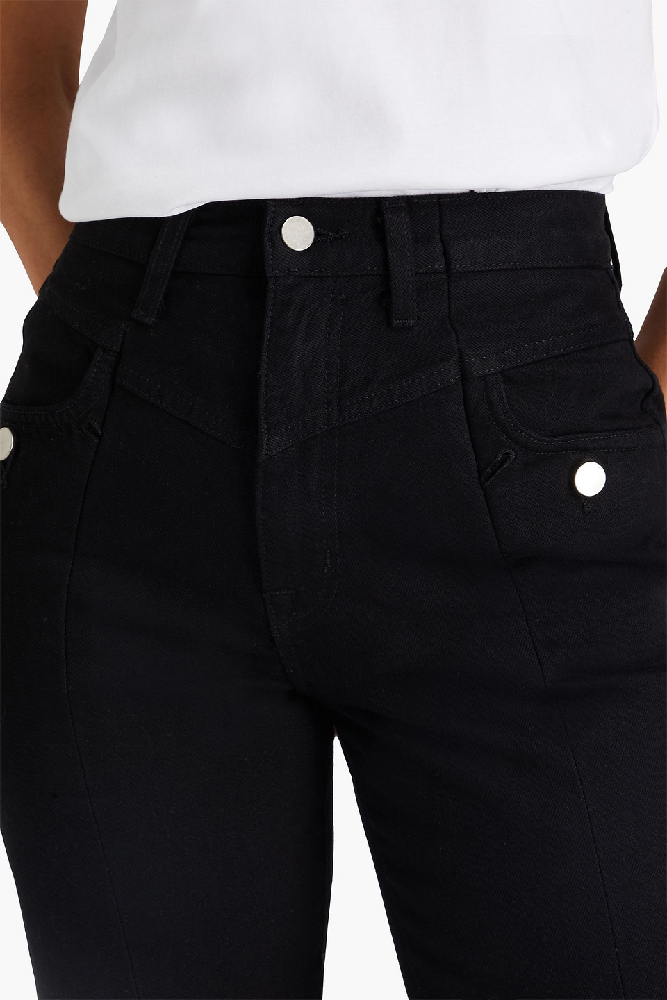 Shop E.l.v. Denim X The Outnet The High-rise Flared Jeans In Black