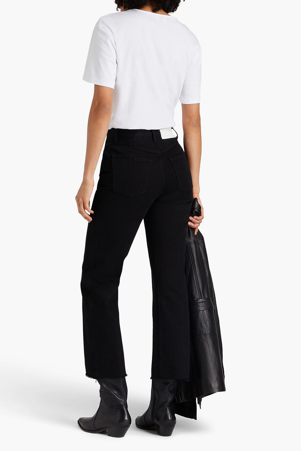 Shop E.l.v. Denim X The Outnet The High-rise Flared Jeans In Black