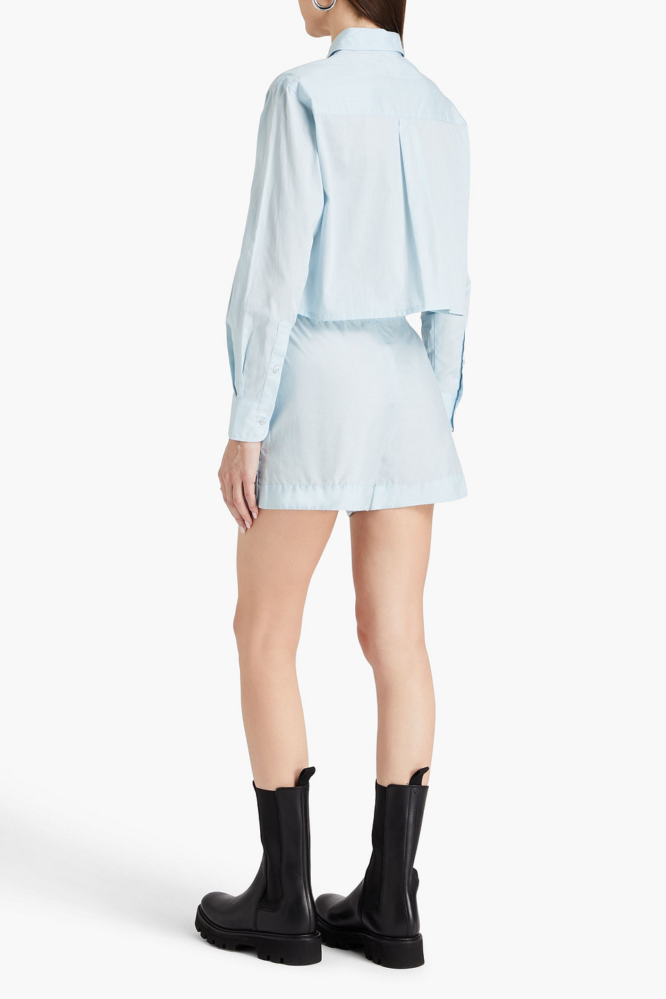 Shop E.l.v. Denim X The Outnet The Cotton-poplin Shorts In Sky Blue