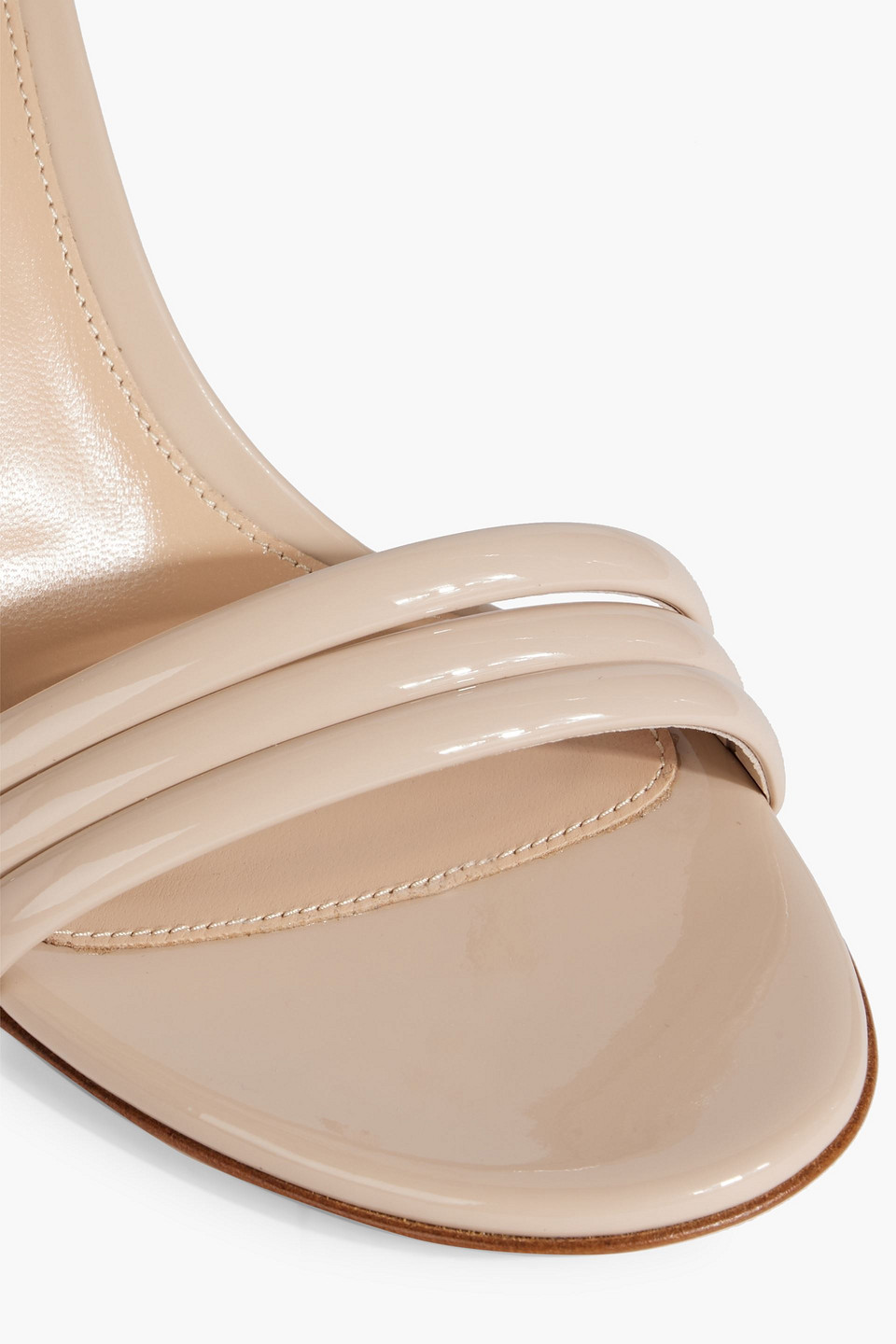 Shop Gianvito Rossi Sydney 85 Patent-leather Sandals In Neutral