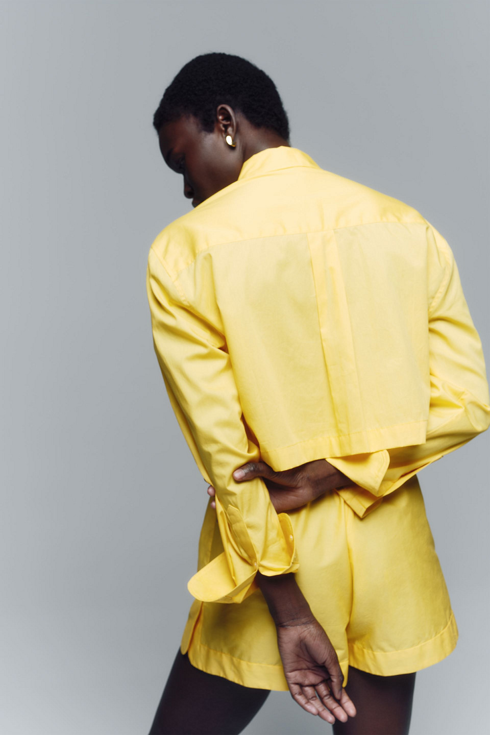 Shop E.l.v. Denim X The Outnet The Cotton-poplin Shorts In Yellow