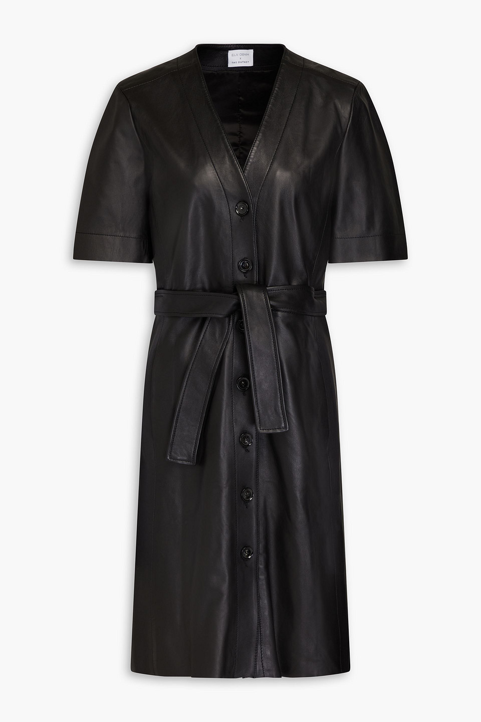 E.l.v. Denim X The Outnet The Modular Convertible Leather Dress In Black