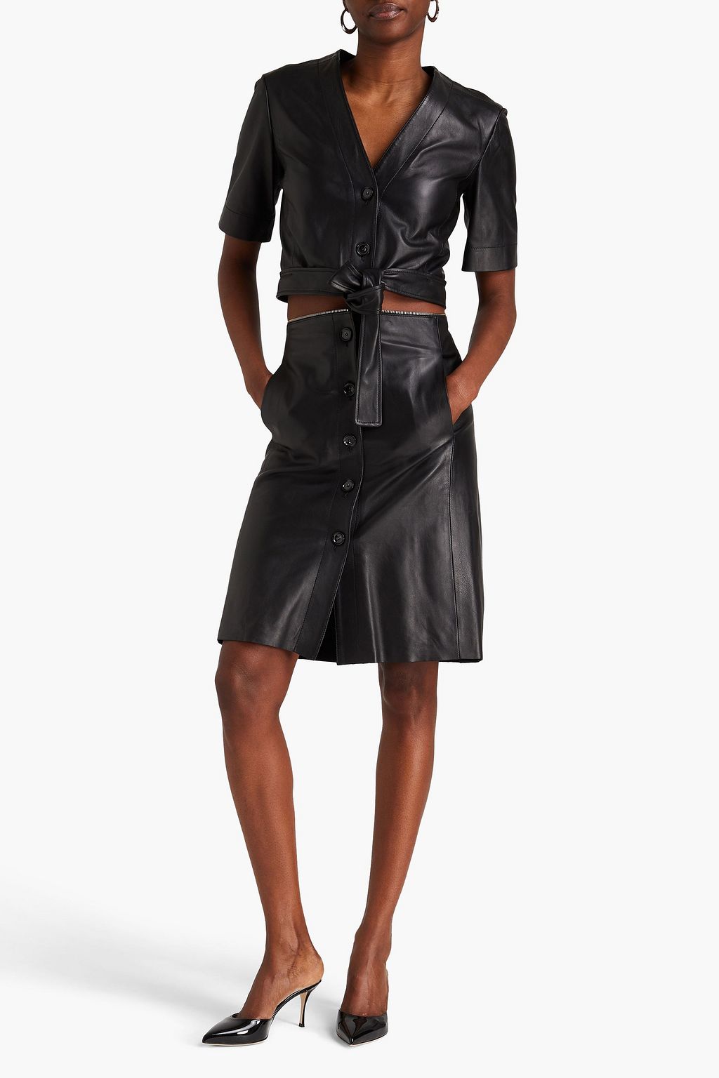 E.L.V. DENIM X THE OUTNET The Modular convertible leather dress