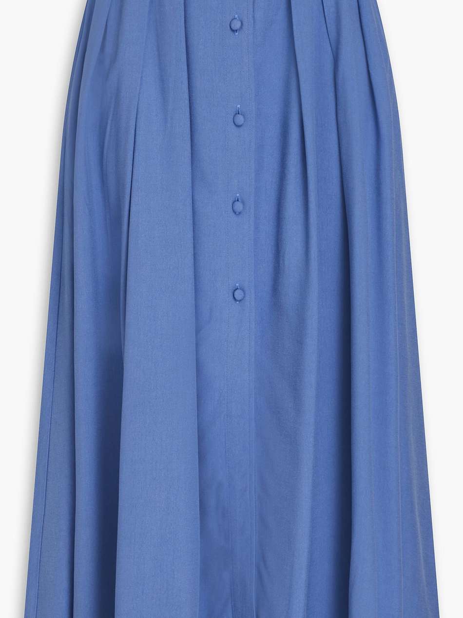 the pleated lyocell-blend twill midi skirt