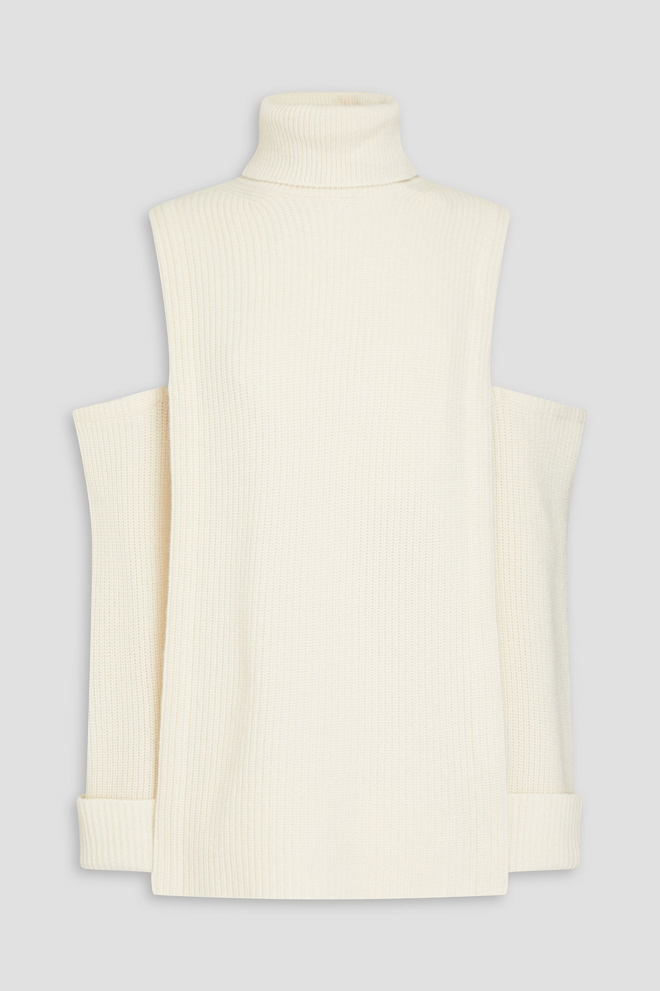 E.l.v. Denim X The Outnet The Chunky Ribbed Cashmere Turtleneck Bib And Gloves Set In Ivory