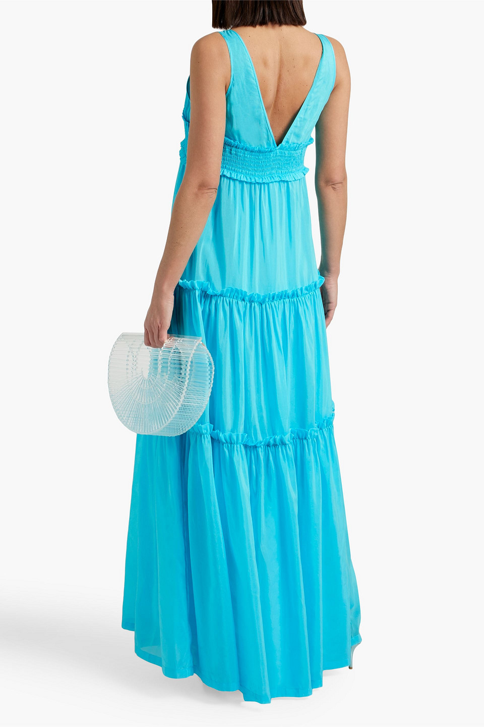 Myla Tiered Cotton and Silk-Blend Maxi Dress in Turquoise