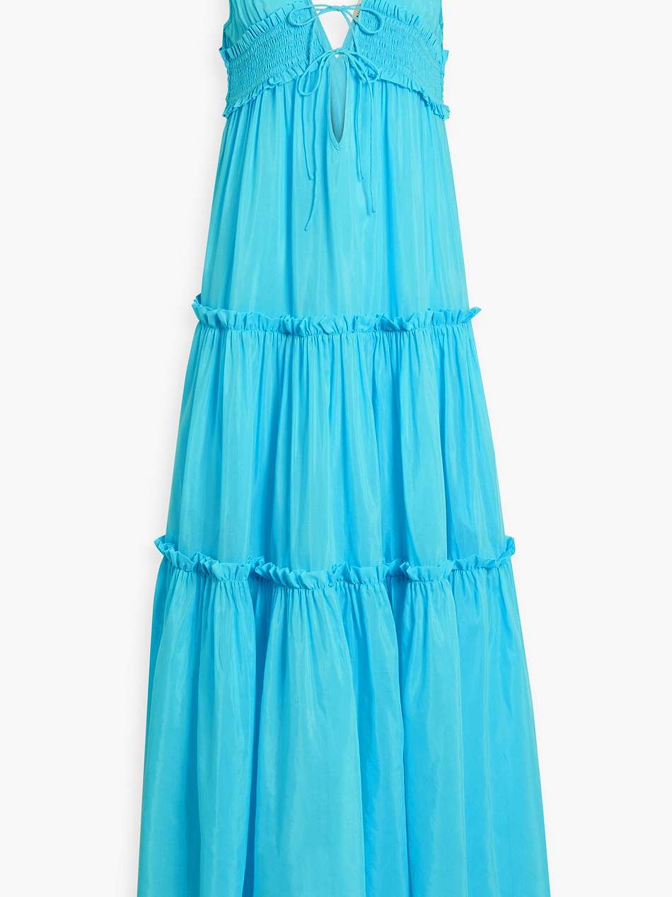 myla shirred cotton and silk-blend voile maxi dress