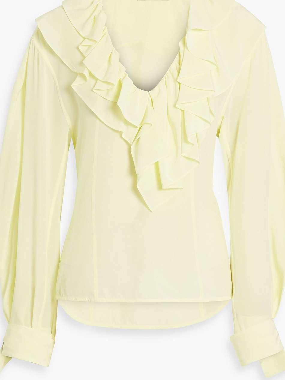 ruffled silk-crepe blouse