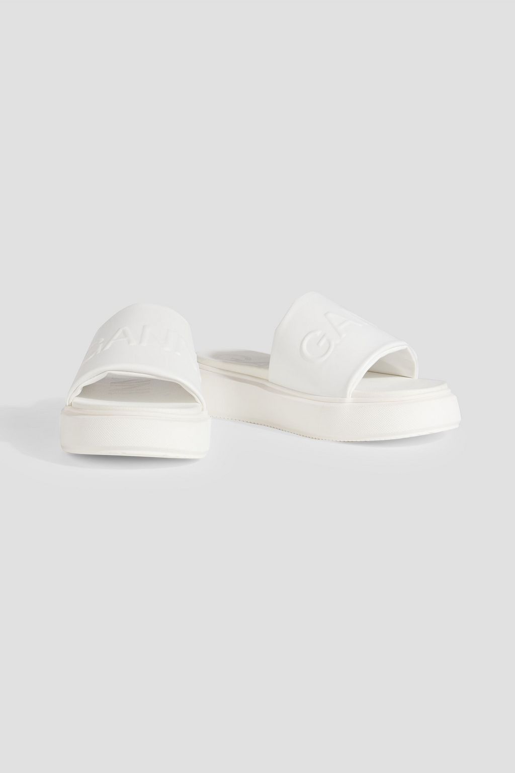 GANNI Logo-embossed faux leather platform slides