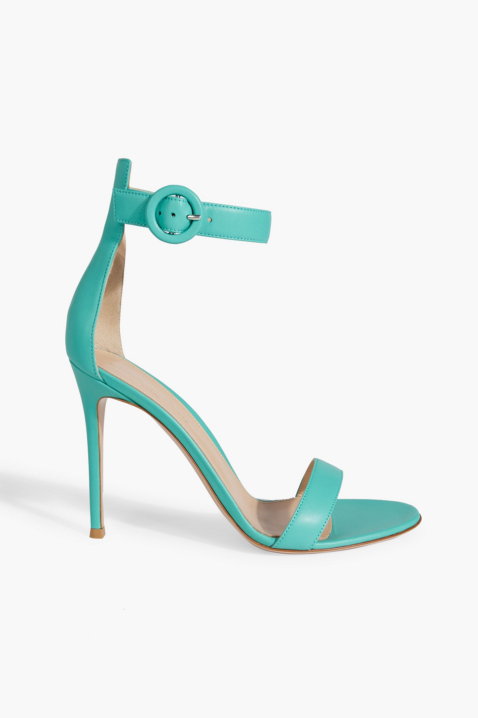 Shop Gianvito Rossi Portofino 105 Leather Sandals In Turquoise