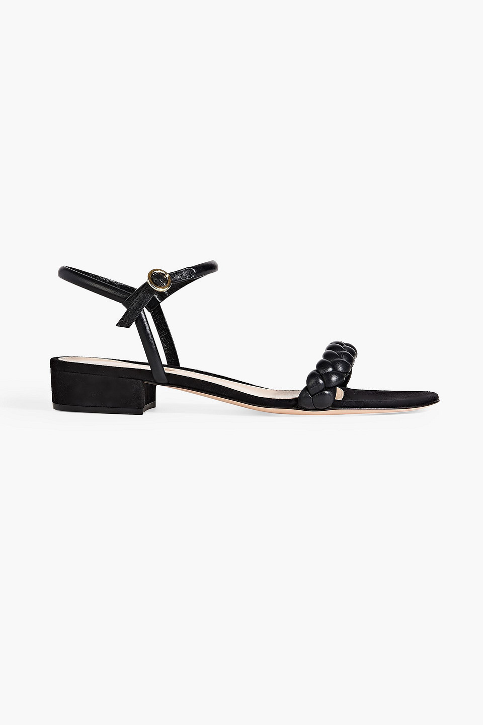 Gianvito Rossi Cruz 20 Braided Leather And Suede Sandals In Black