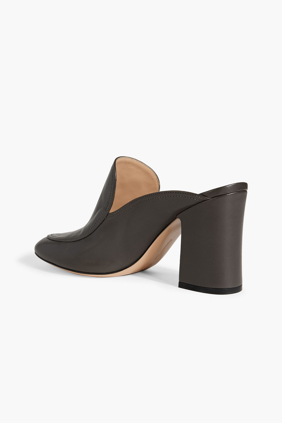 Shop Gianvito Rossi Leather Mules In Dark Gray