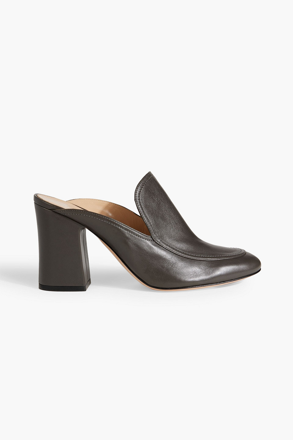 Gianvito Rossi Leather Mules In Dark Gray