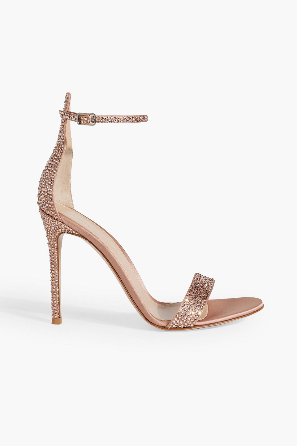 Gianvito Rossi Crystal-embellished Satin Sandals In Antique Rose