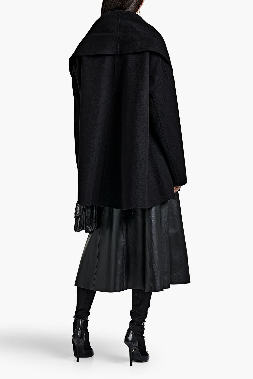 VALENTINO GARAVANI Leather-trimmed wool and cashmere-blend felt cape