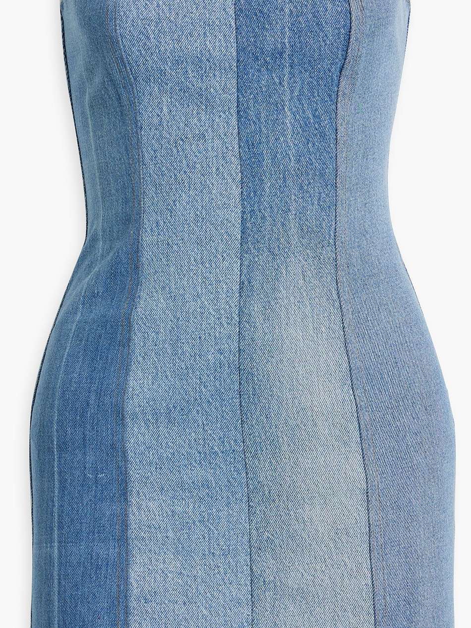 strapless denim mini dress