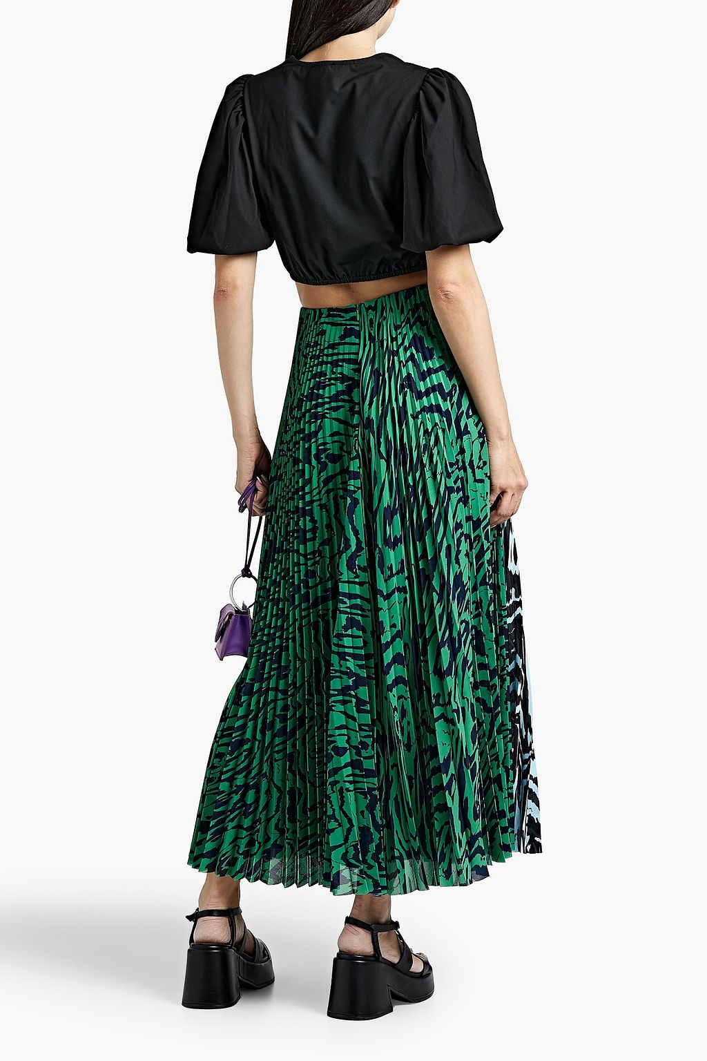 GANNI Cropped crepe top