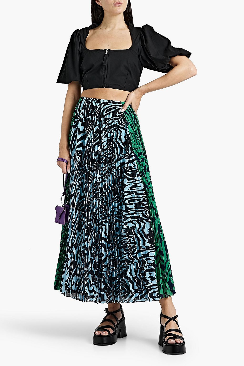 GANNI Cropped crepe top