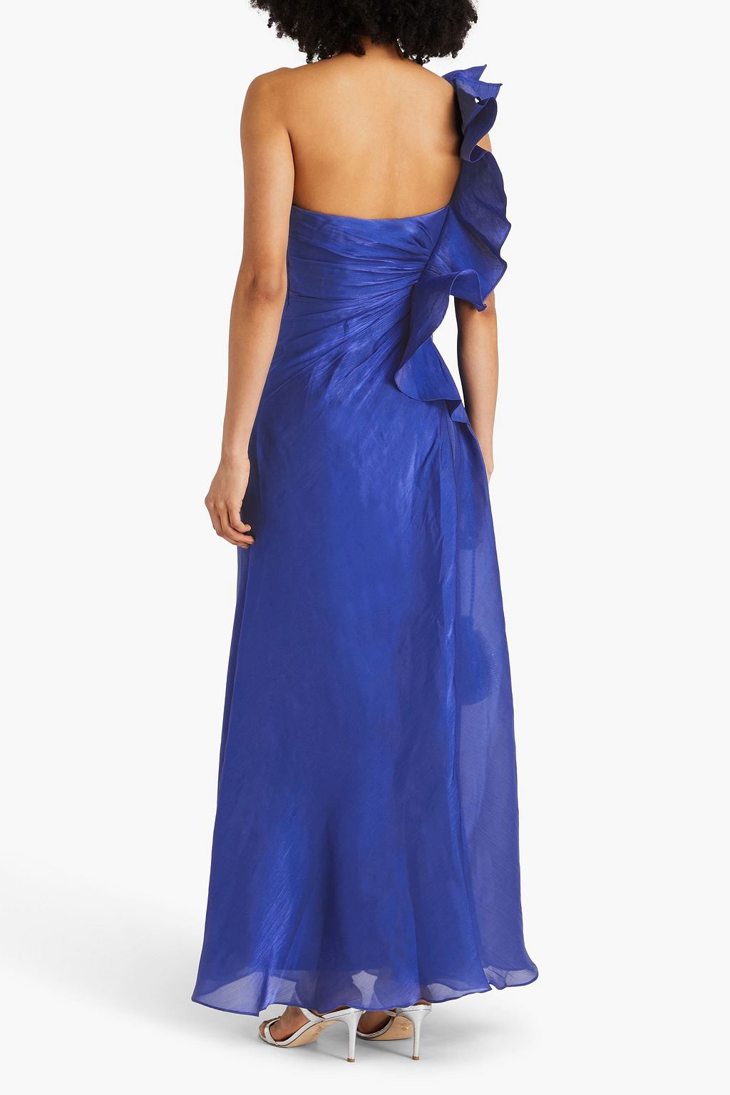 BADGLEY MISCHKA Strapless ruffled gazar gown