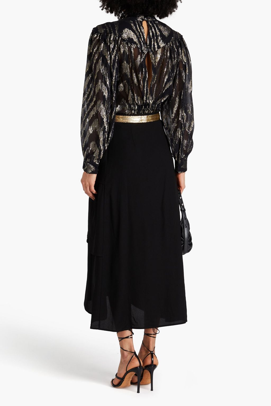 IRO Enim wrap-effect crepe midi skirt