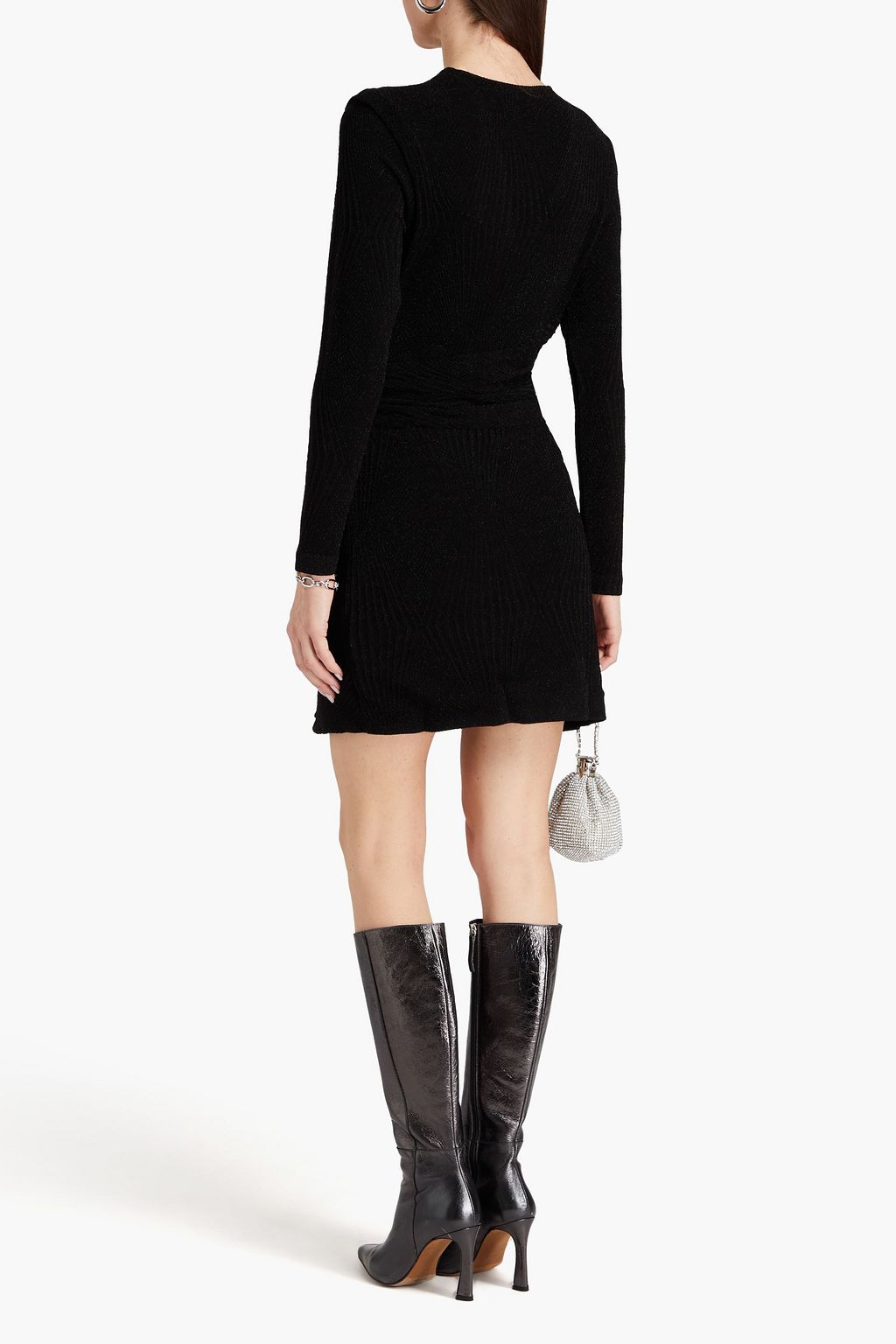 IRO Upwood metallic textured knitted mini dress
