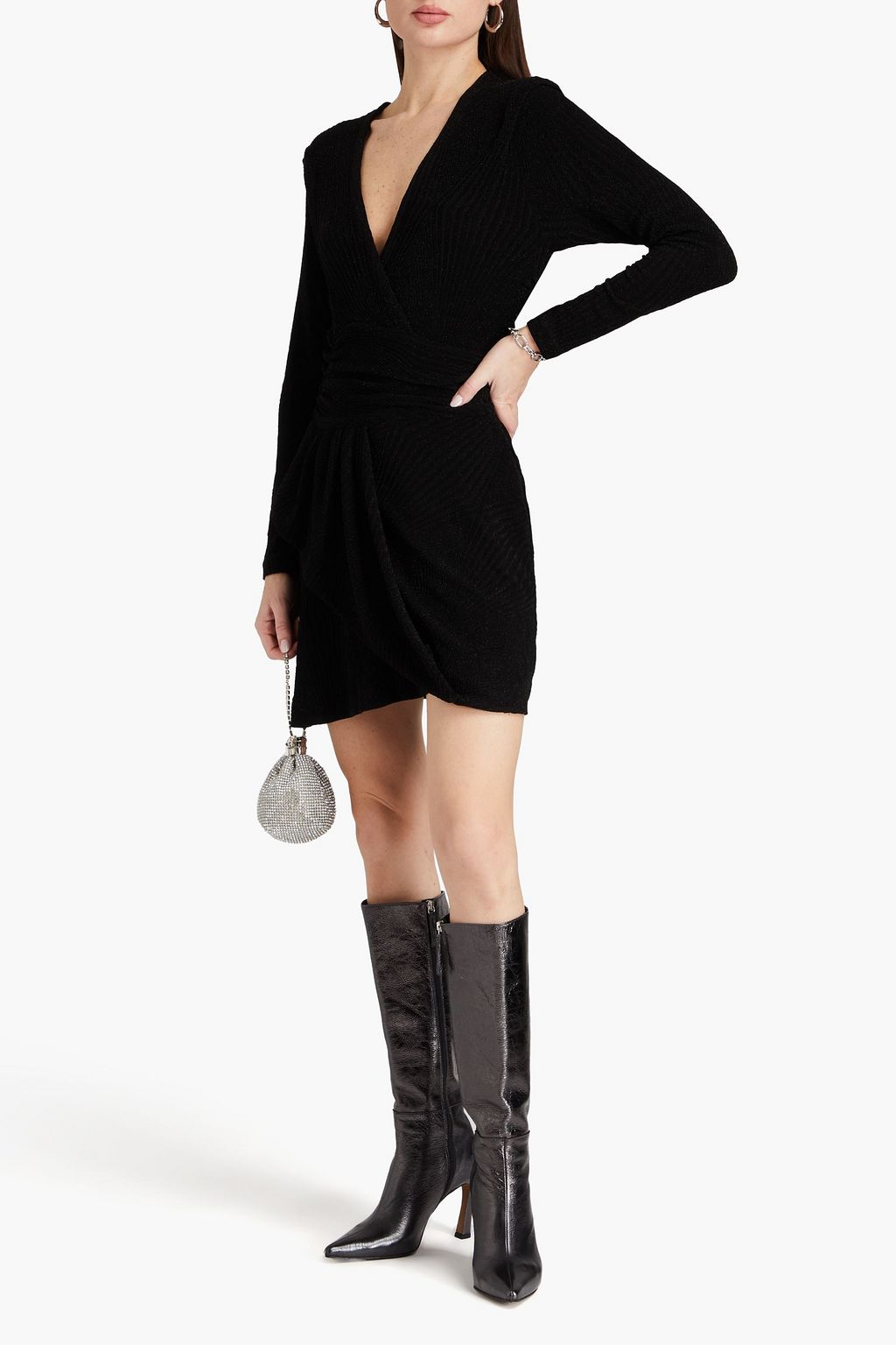 IRO Upwood metallic textured knitted mini dress