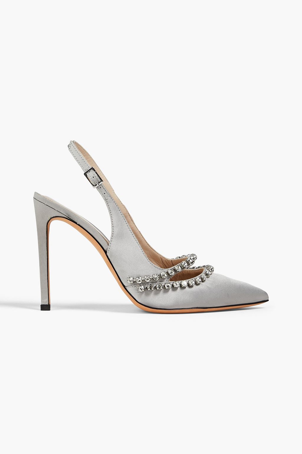 IRO Reja crystal-embellished satin slingback pumps | THE OUTNET