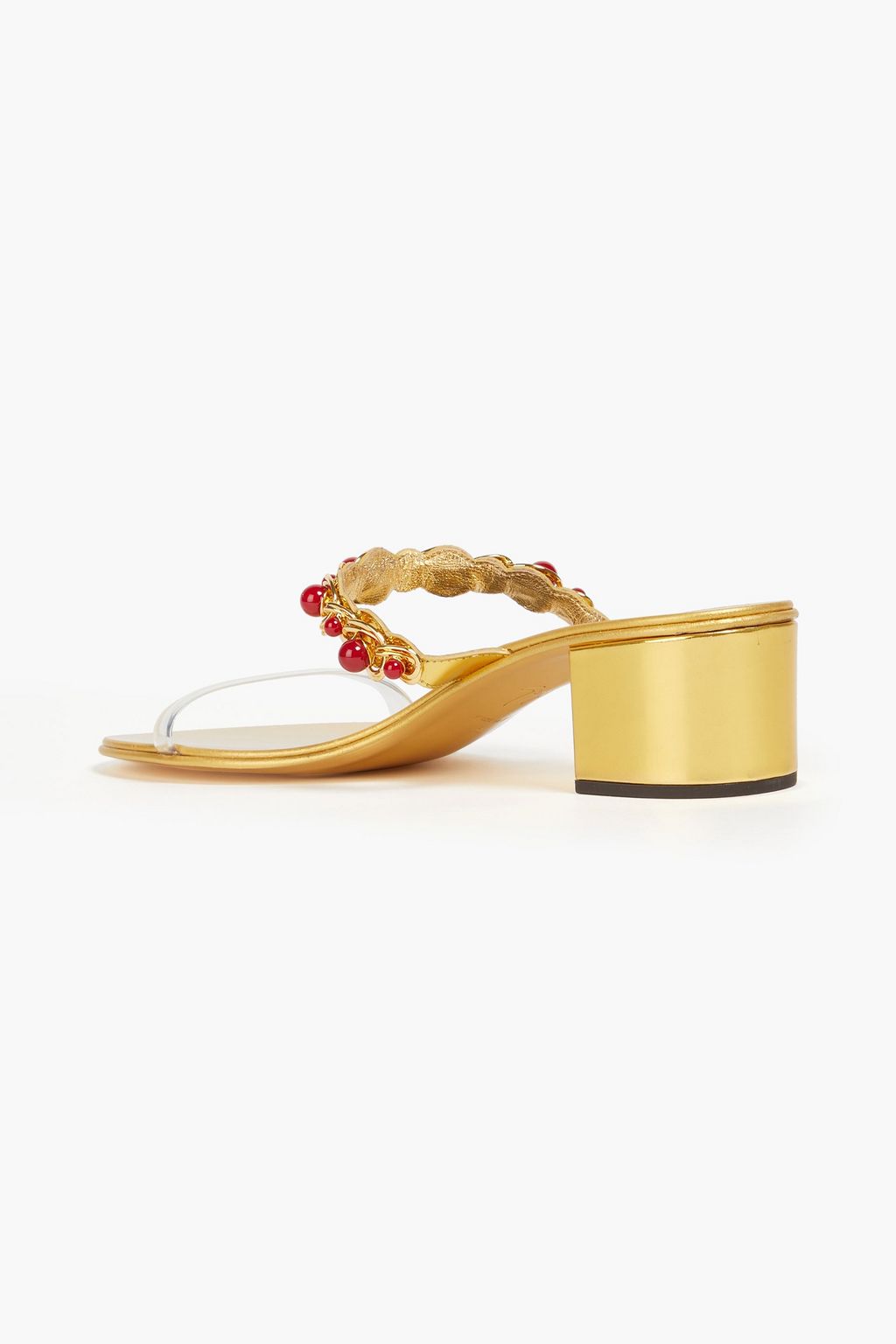 GIUSEPPE ZANOTTI 장식 디테일 메탈릭 가죽 샌들