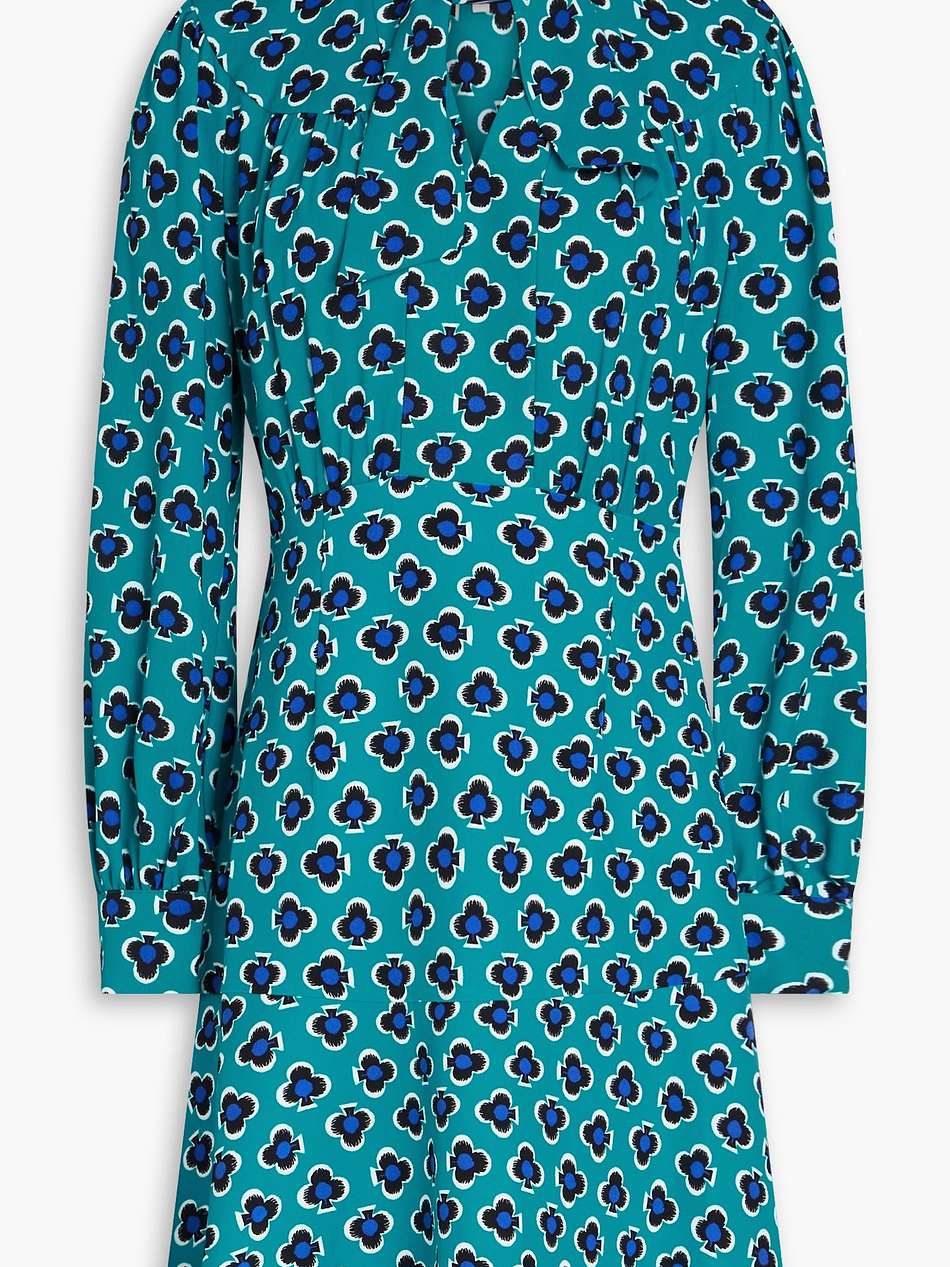 alcina pussy-bow printed crepe mini dress