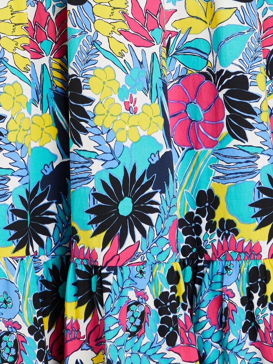 frankie tiered floral-print stretch-cotton poplin midi dress