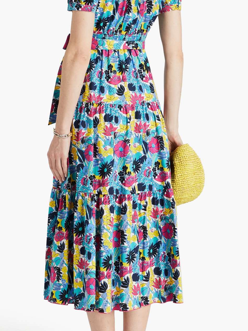 frankie tiered floral-print stretch-cotton poplin midi dress