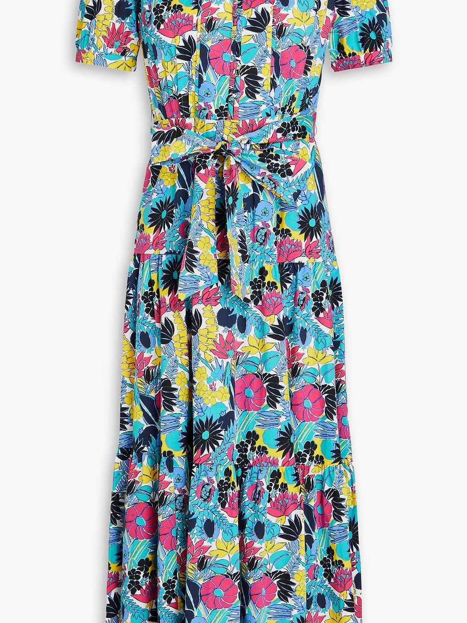 frankie tiered floral-print stretch-cotton poplin midi dress