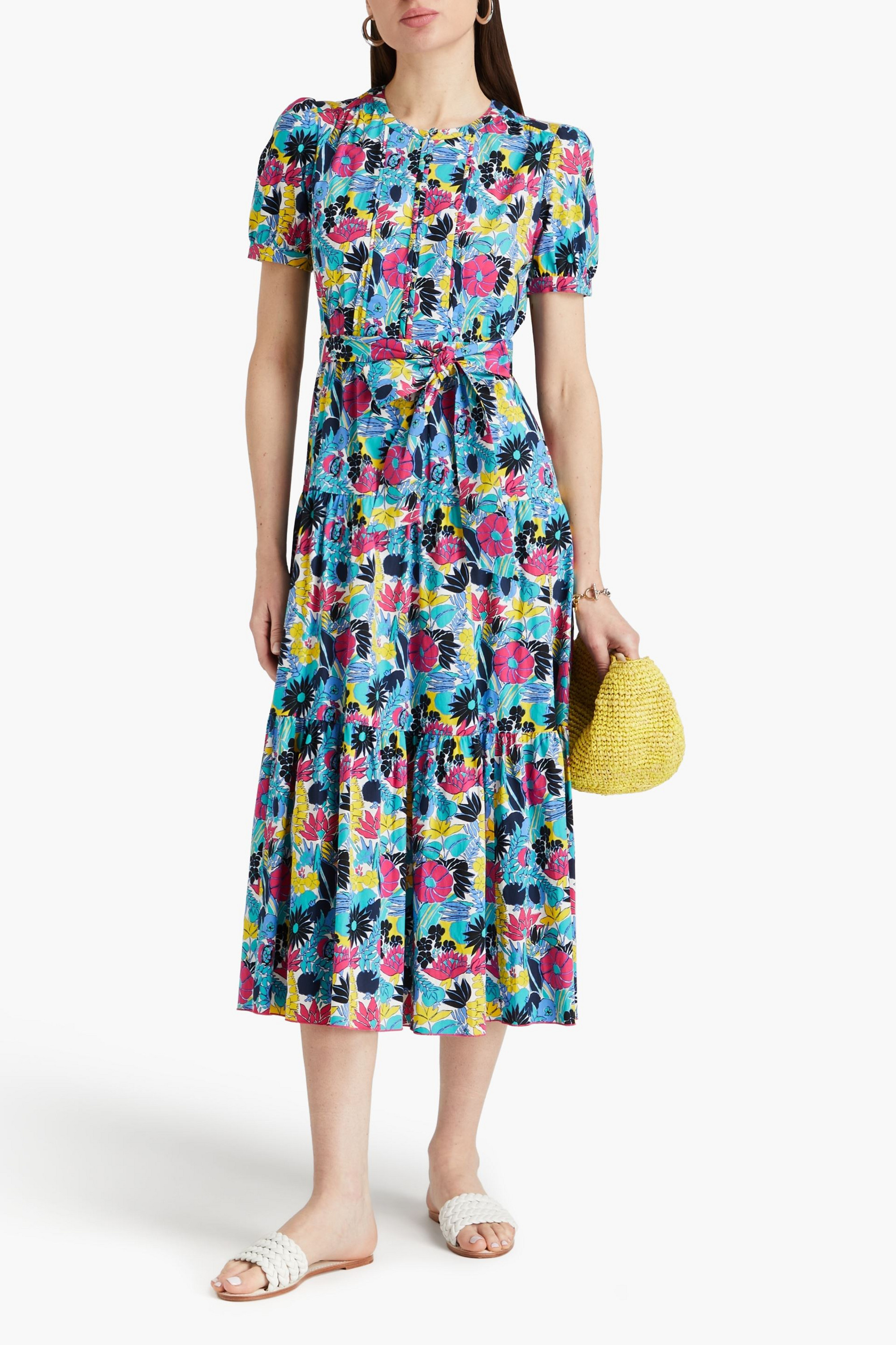 Diane von Furstenberg - Frankie tiered floral-print stretch-cotton poplin midi  dress | Plush