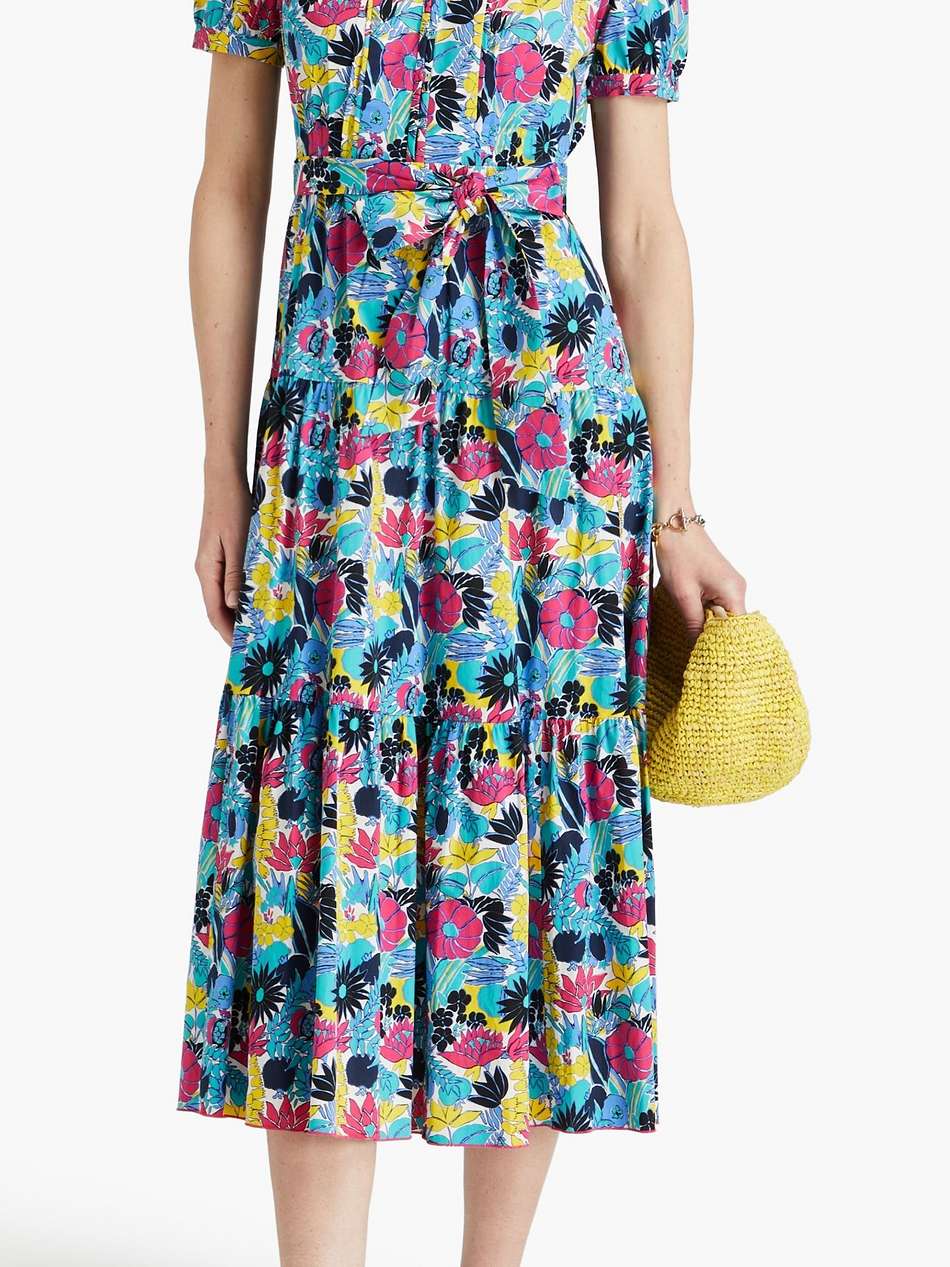 frankie tiered floral-print stretch-cotton poplin midi dress