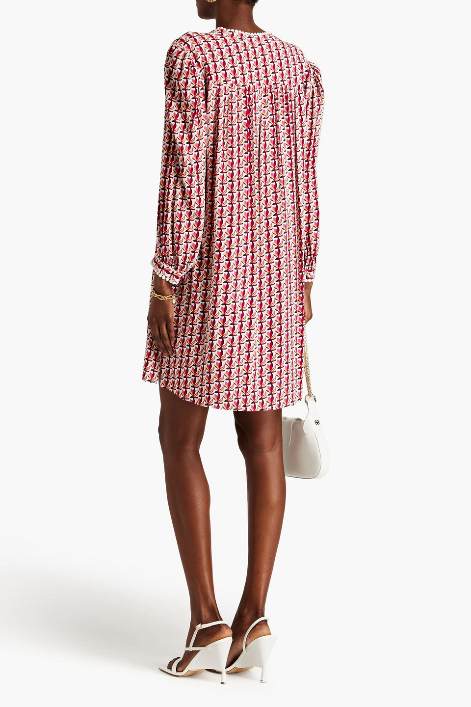 Shop Diane Von Furstenberg Prudence Printed Crepe Mini Dress In Pink